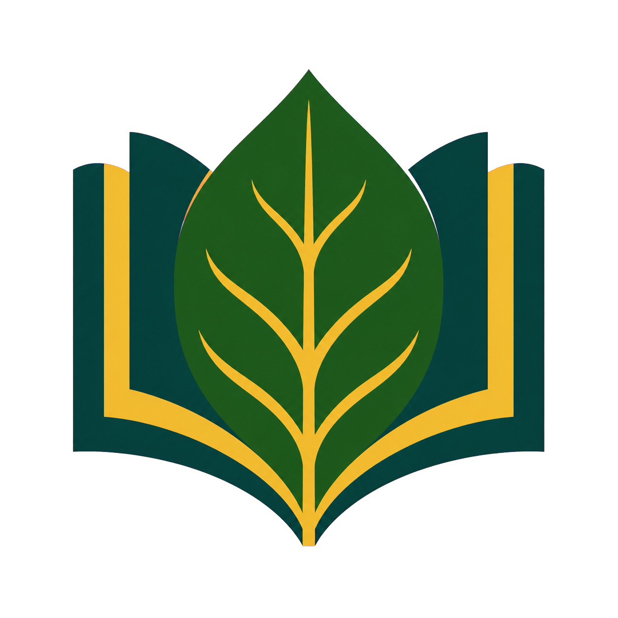 Livro aberto integrado a uma folha, símbolo da legislação aplicada à conservação da flora.